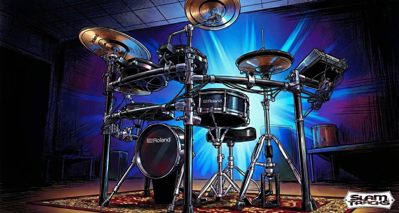 MIDI drums, like this one from Roland, are found in many modern recording studios. Whether or not they completely eliminate acoustic drums someday is likely doubtful.